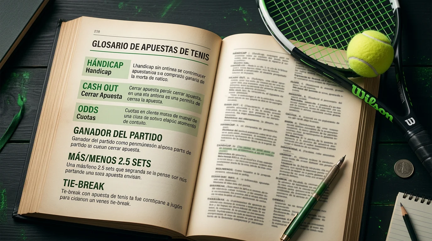 Glosario de apuestas de tenis: definiciones de términos como hándicap, cash out, margen, in-play, cuota decimal y bet builder